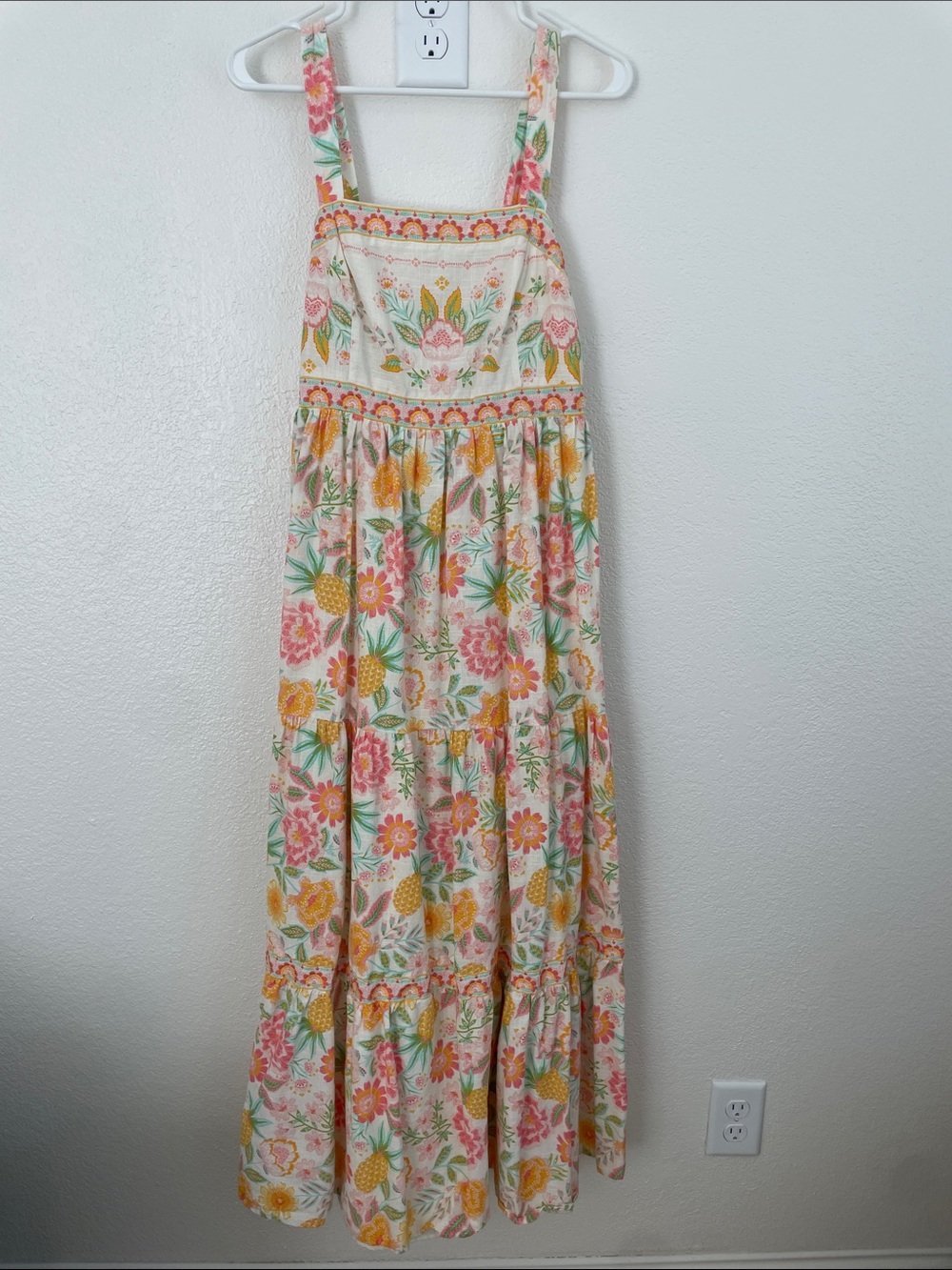 Rachel Zoe Floral Maxi Dress in Cream, Coral, Yellow and Green